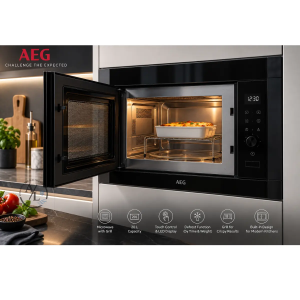 AEG MSB2057D-B Built-In Microwave with Grill 20L Black Kyriakos Electric