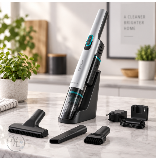 Cecotec Conga Rockstar Micro Essential handheld vacuum with charging base and accessories