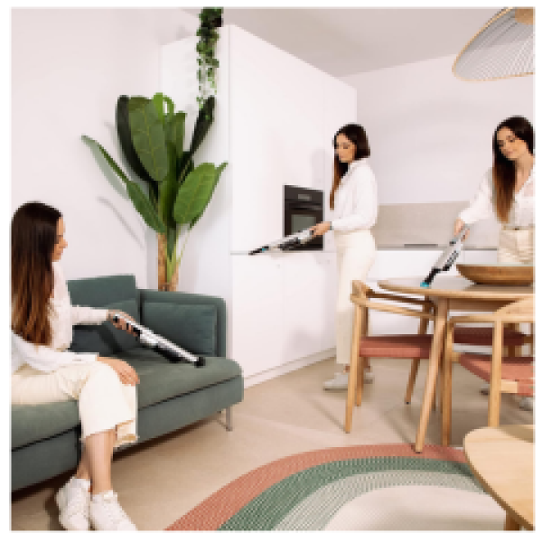 handheld vacuum cleaner cleaning sofa at home