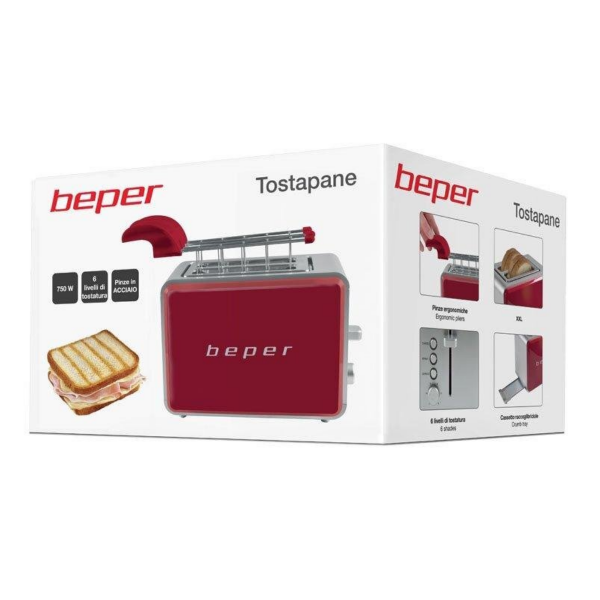 Red 2-Slice Toaster Beper BT.001R in Cyprus