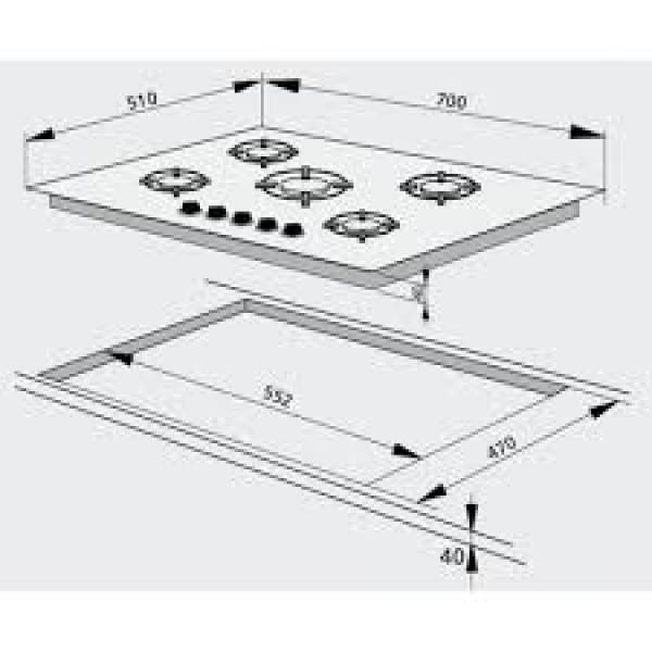 Amica PGCA7101APB Gas Hob 70 cm - Image 4