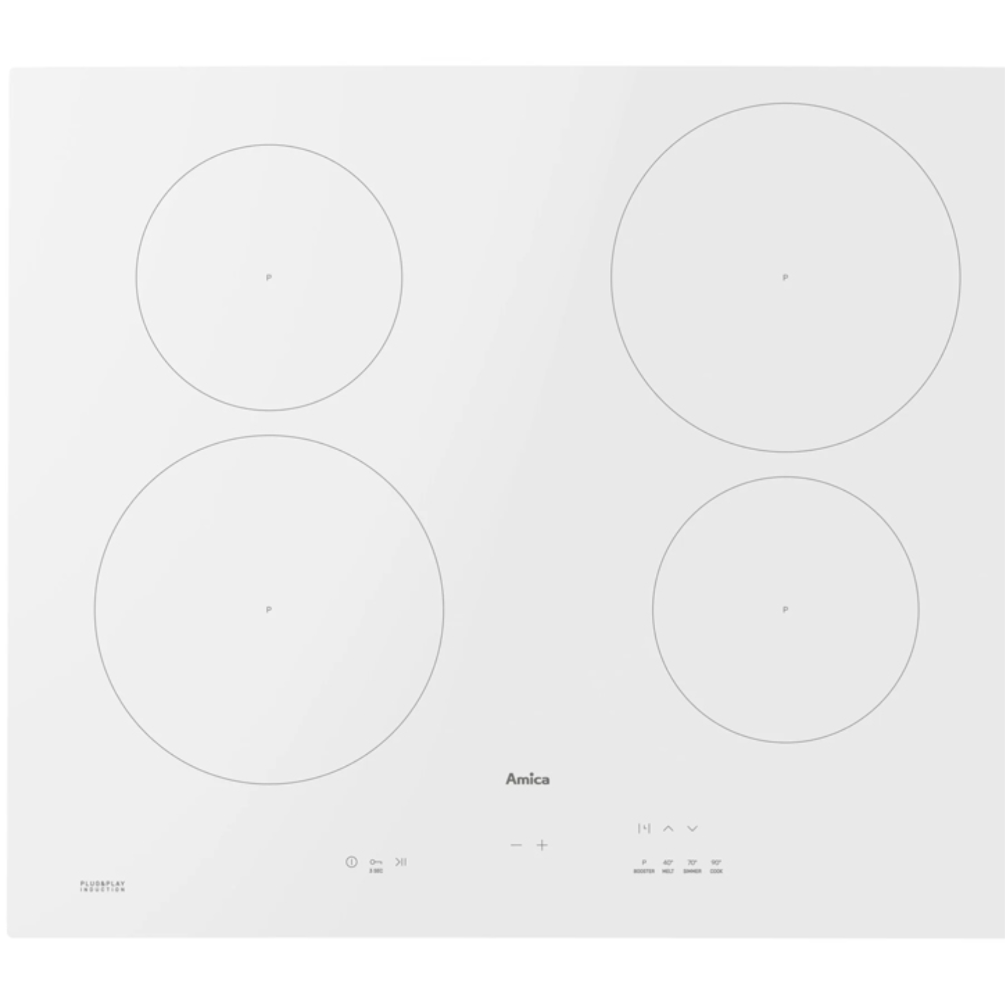Amica PIDH6140PHTULN white induction hob top view