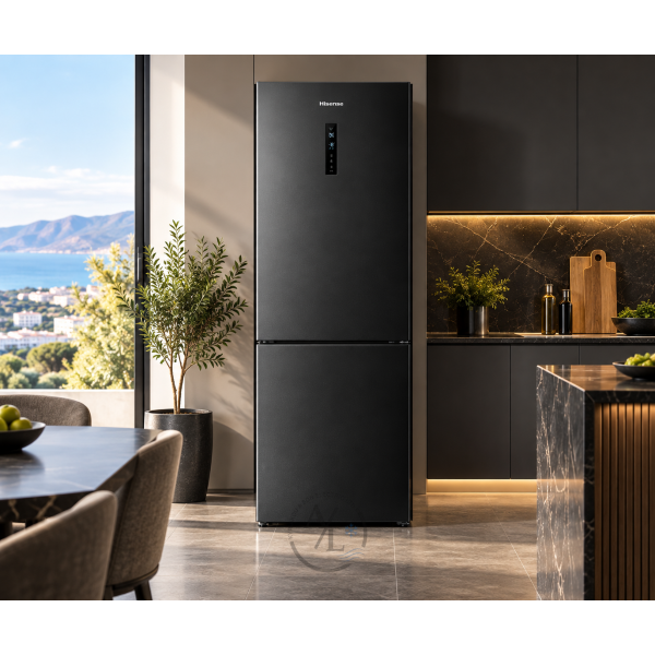 Hisense 495L black fridge freezer RB645N4BFE modern kitchen interior (2)