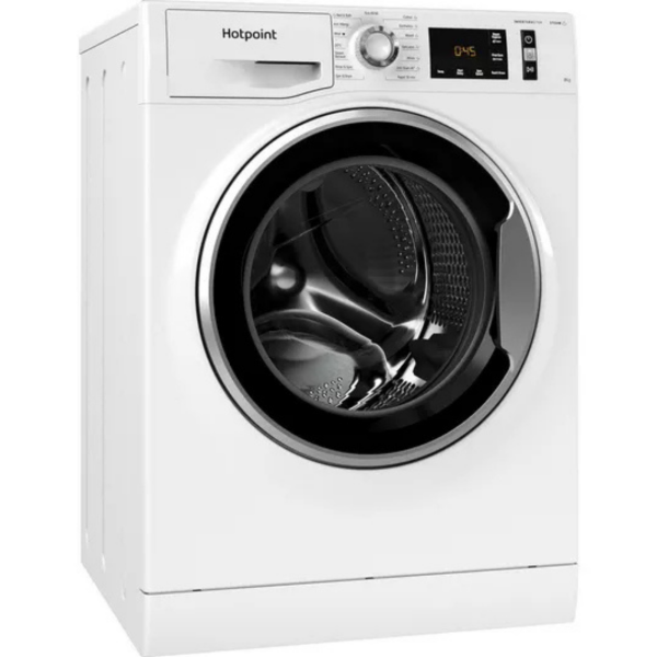Hotpoint NM11 846 WS A EU 8kg washing machine in modern home interior Cyprus