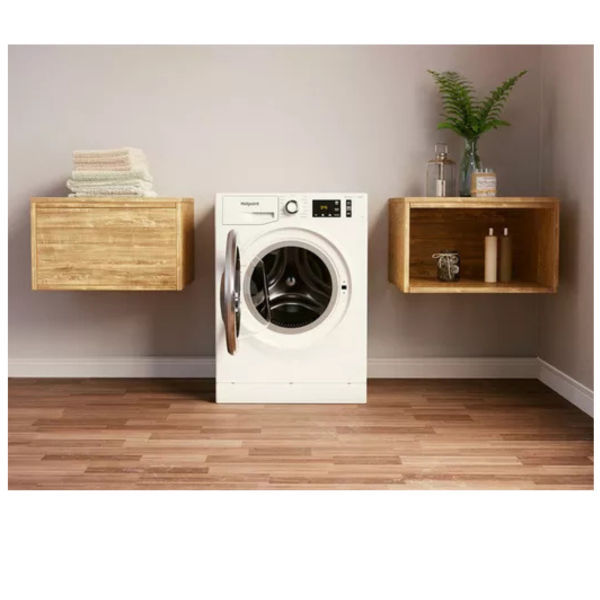 Hotpoint NM11 846 WS A EU 8kg washing machine white front load in home interior Cyprus