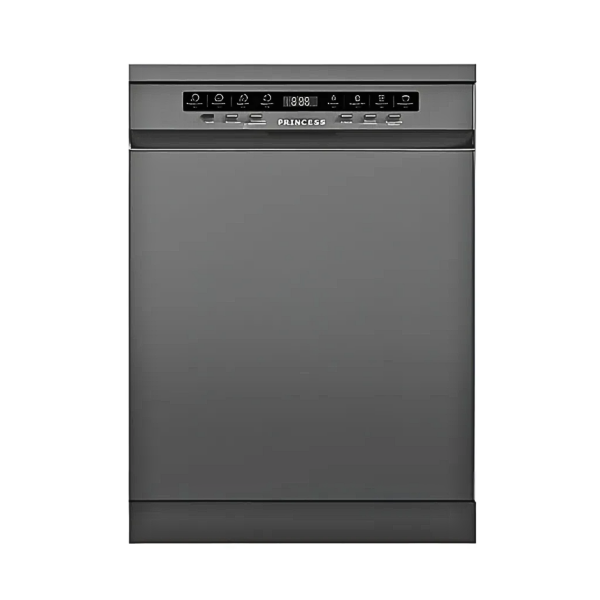 Princess DWS13ES freestanding dishwasher front view 60cm inox