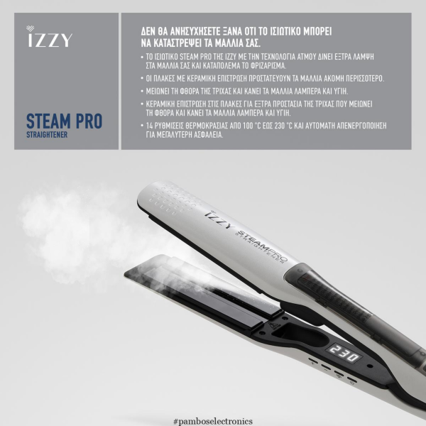 Izzy Steam Pro IZ-7106 Hair Straightener with Steam - Image 4