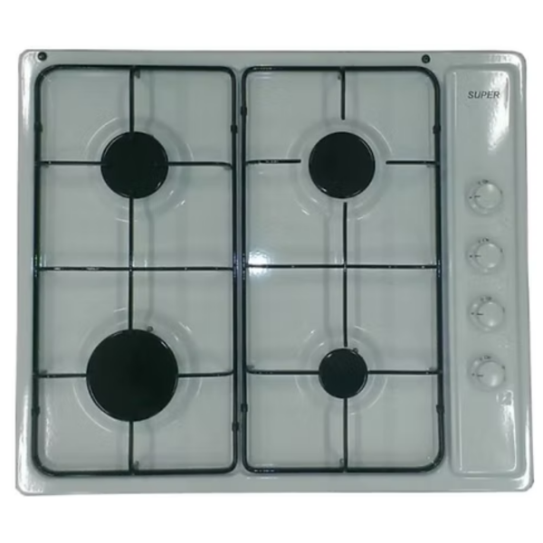 Super MM4VWH white gas hob with 4 burners