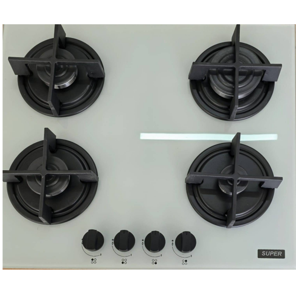 Glass Hob White SUPER RE4VWH 4 Burner Built-In 58cm Cyprus