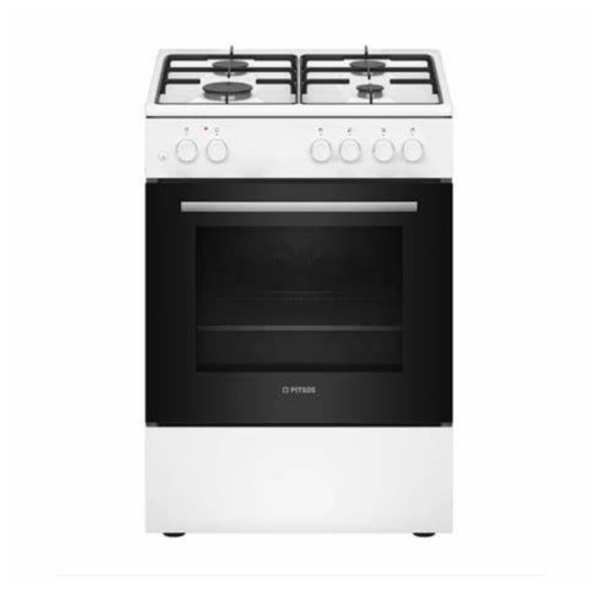 Pitsos-PAF003D20-white-freestanding-gas-cooker-front-view