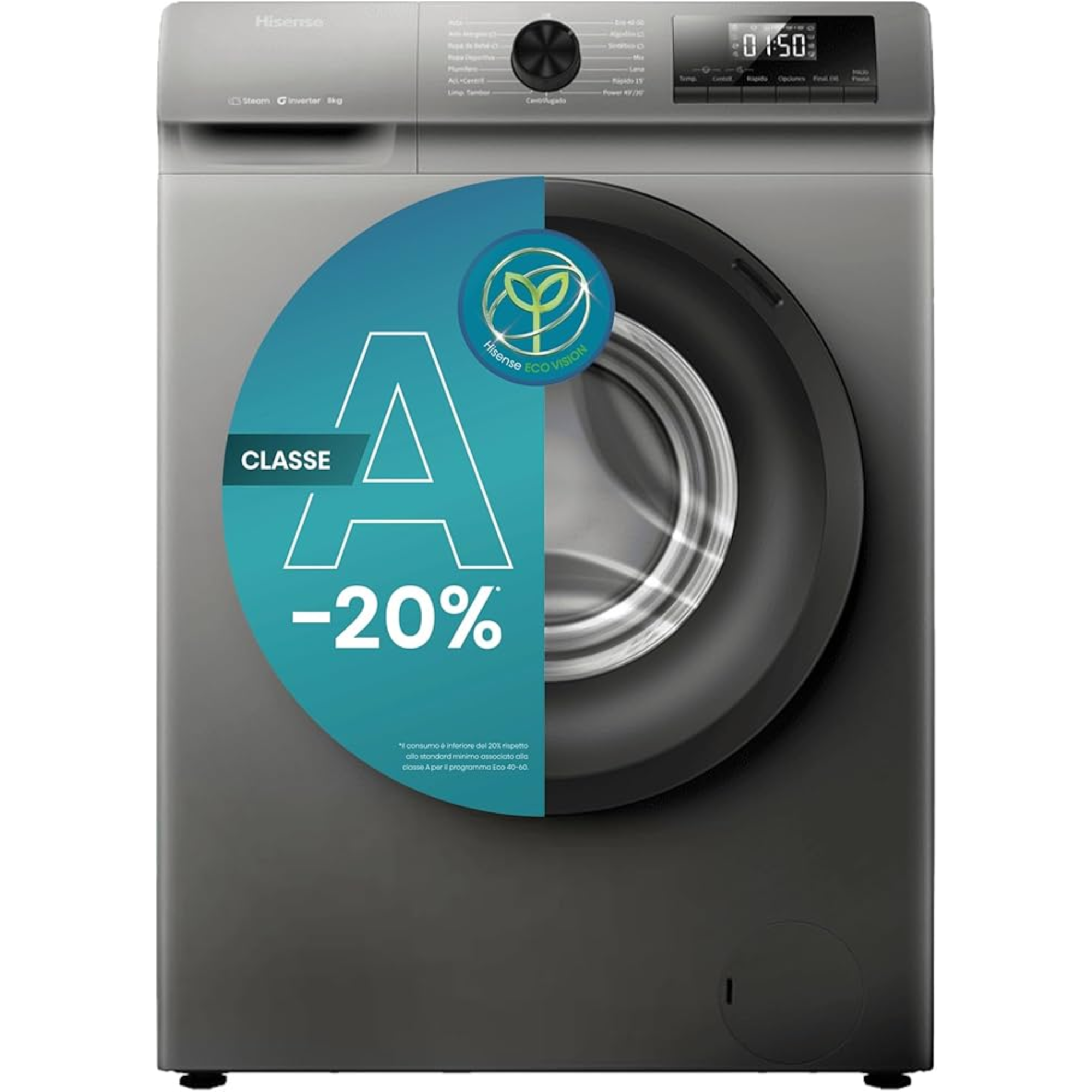 Hisense WF1Q8041BT 8kg 1400 RPM Grey Washing Machine i