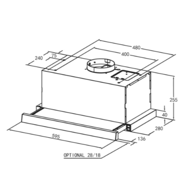 Midea-60L07-B-telescopic-cooker-hood-60cm-black-dimensions