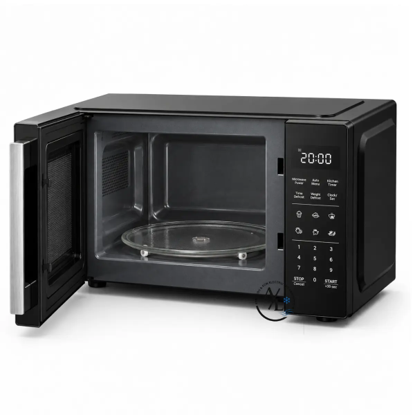 Hisense H23MOBS4HI 23L 900W Inverter Microwave Oven Black open door