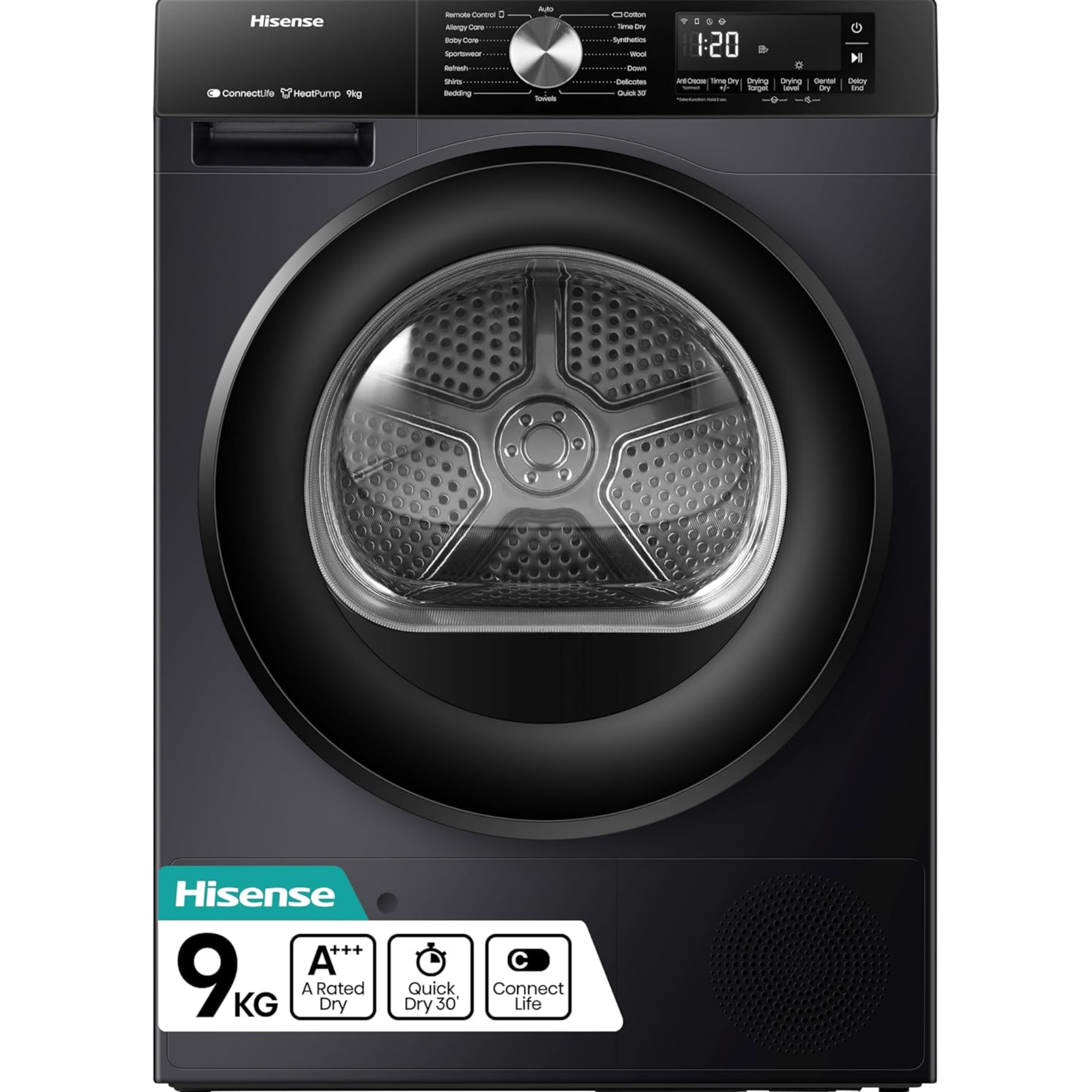 Hisense-Heat-Pump-Dryer-DH3S902BB3-9Kg-Black-in-Cypru
