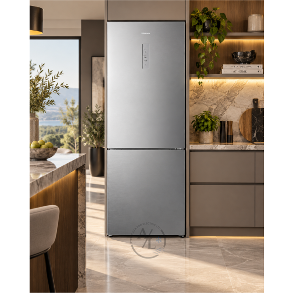 Refrigerator 495L Inox Hisense RB645N4BIE modern kitchen interior