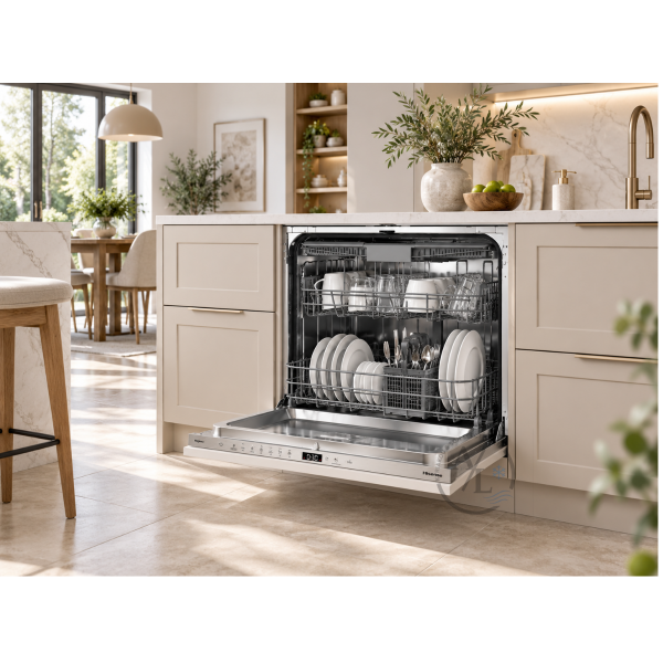Hisense HV643D90 Fully Integrated Dishwasher 16 Place Settings in luxury kitchen in Cyprus