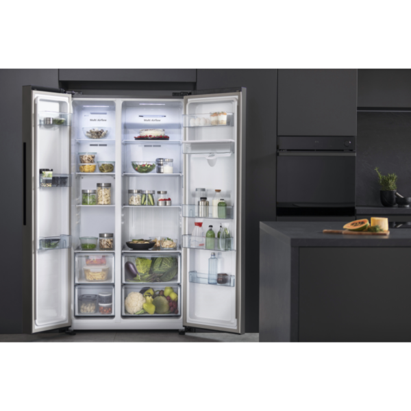 Hisense-RS711N4WFE-Side-by-Side-Refrigerator-–-547L-Black-at-the-kitchen