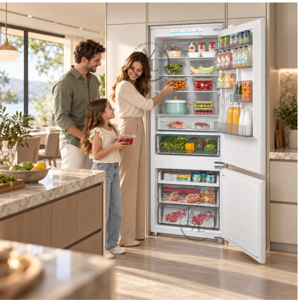 Built-In Refrigerator 403L Total No Frost Midea MDRE554FGD01 in luxury kitchen Kyriakos Electric