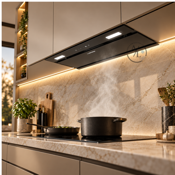 LIGMAR 53.6cm integrated extractor hood black glass