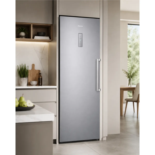 Hisense FV354N4BIE 274L Inox Upright Freezer in Modern Kitchen