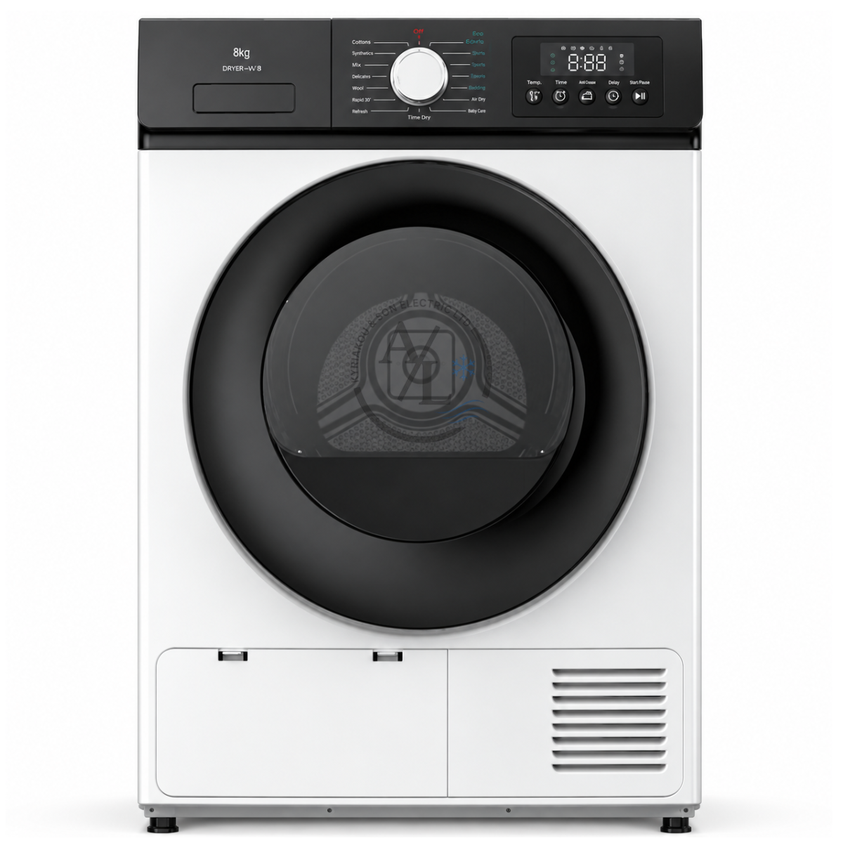 LIGMAR H8013 8kg white heat pump dryer front view