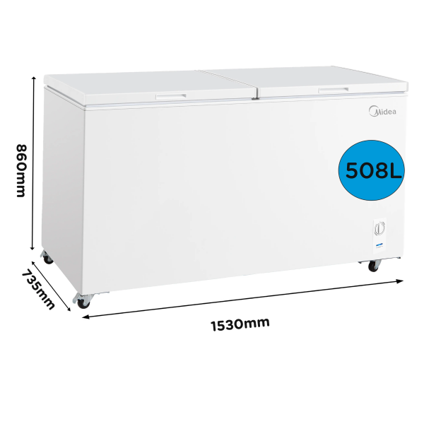 Midea-MDRC698FEE01-Chest-Freezer-508L-White-dimensions-in-Cyprus.