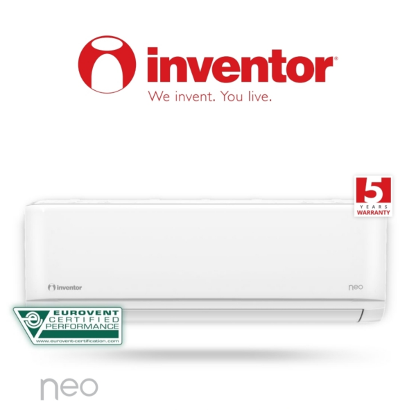 Inventor Neo 12000 BTU WiFi air conditioner with 5 year warranty and Eurovent certified performance