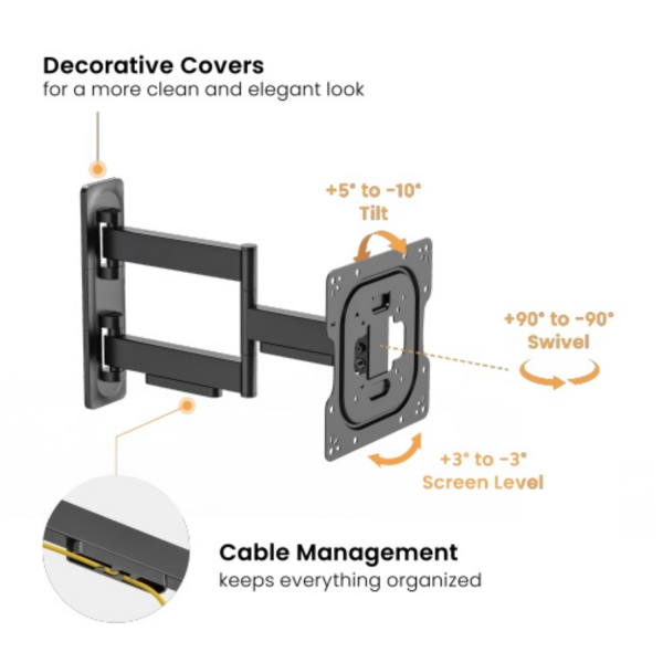 Matestar MAT81-223 TV wall bracket 23 to 43 inch dimensions diagram