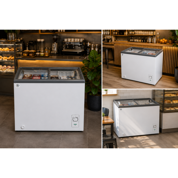 Midea 199L Chest Showcase Freezer MDRZ292FZF21EU is a compact and practical commercial freezer designed for shops