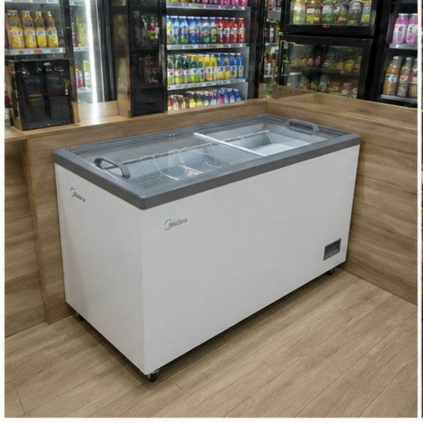 Midea commercial glass top freezer for kiosk and convenience store