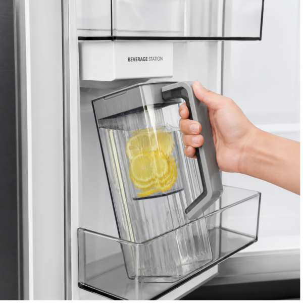 Midea MDRM923CIE46M refrigerator beverage station with built-in water jug