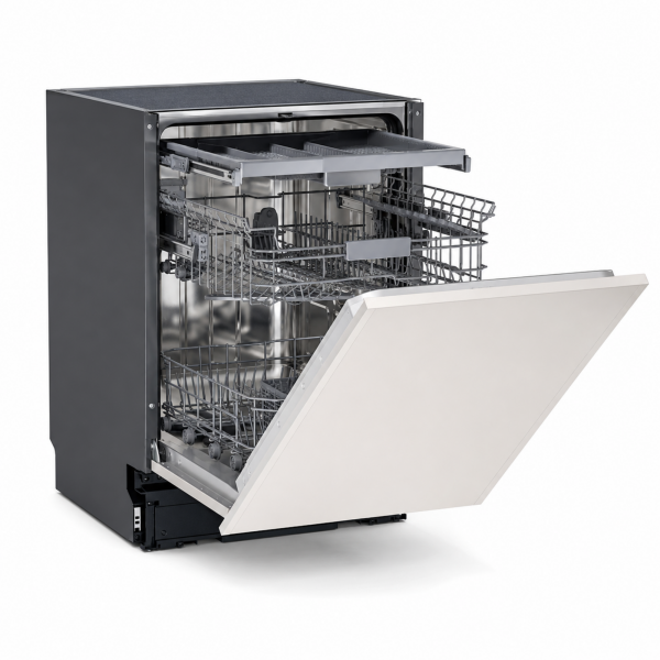 Midea MID60S500-CYP full built-in dishwasher open door interior