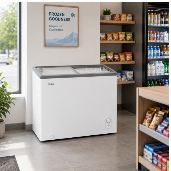 Midea chest showcase freezer MDRZ422FZF21EU for shops and commercial use