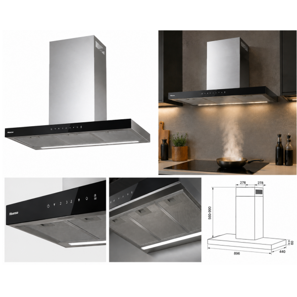 90cm Inox Chimney Cooker Hood Hisense – CH9T6226XGB in Cyprus