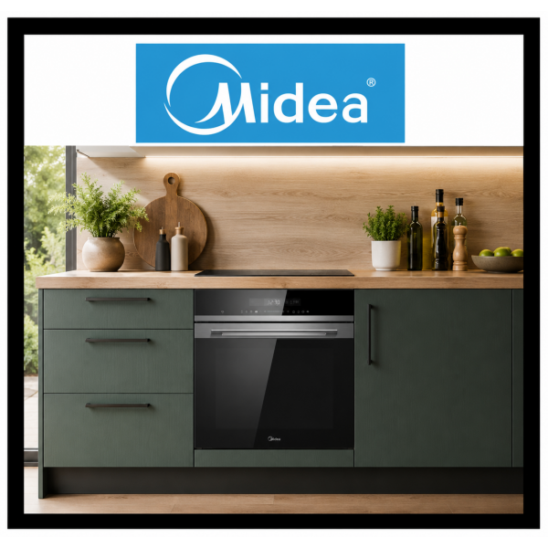 Dark Inox Built-In Oven 72L Midea – 7NM30T0E in kitchen