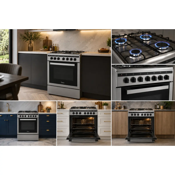 Gas & Electric Cooker 65L 60cm Inox Midea 24DMS4G113in Luxury Kitchen