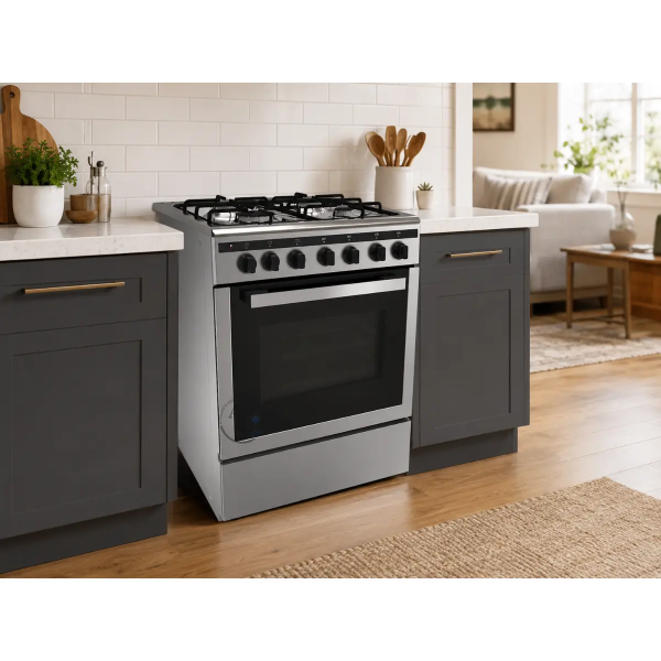 Midea 24DMS4G113 60cm Gas Cooker with 65L Oven Stainless Steel