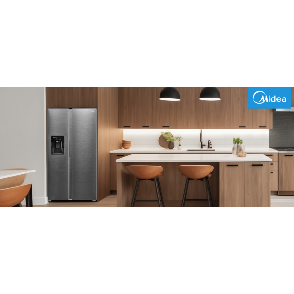 Midea 573L Side by Side refrigerator with 3 in 1 ice dispenser