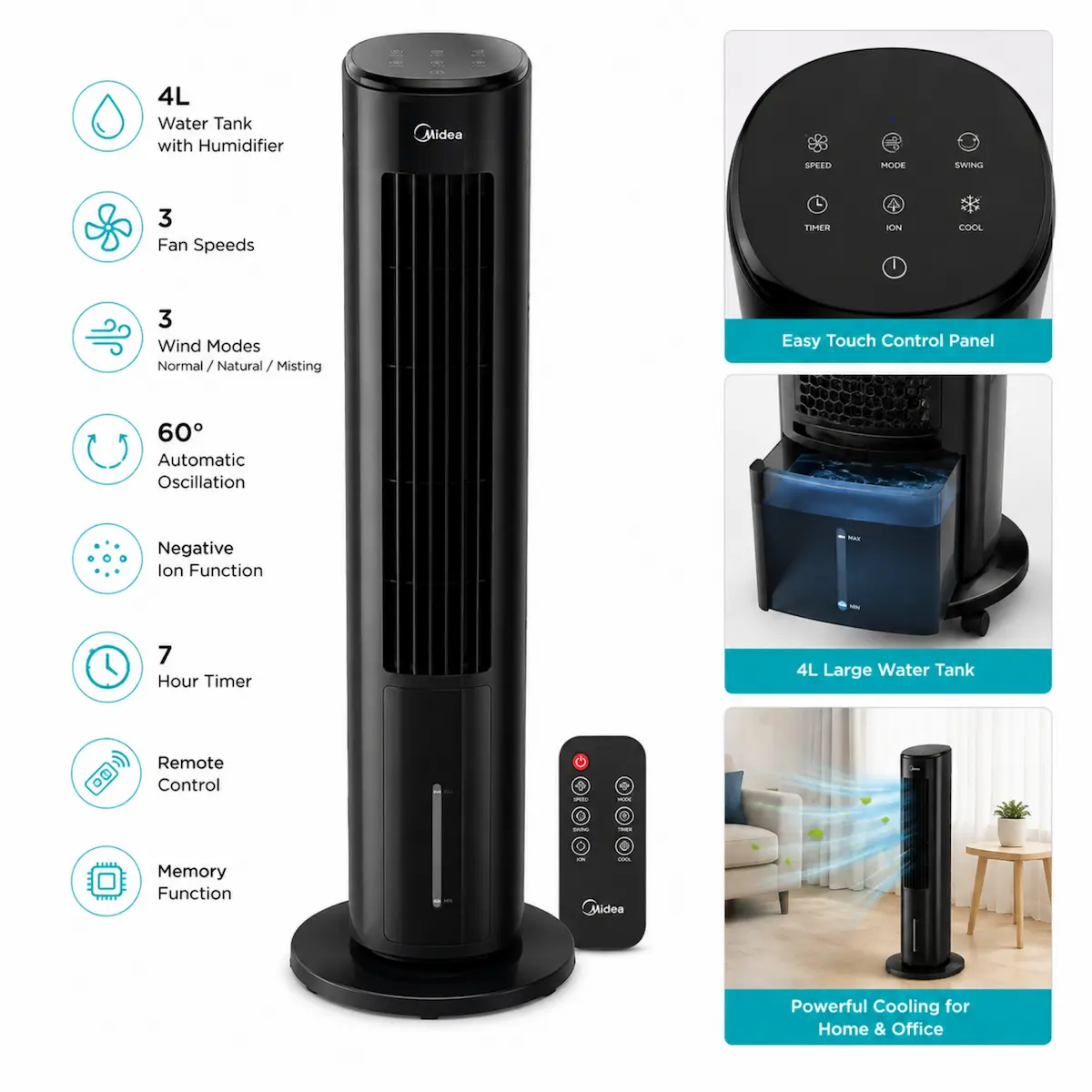 Midea AC100-25JR black air cooler Cyprus
