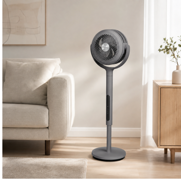 Midea MCF25GRB pedestal fan in living room