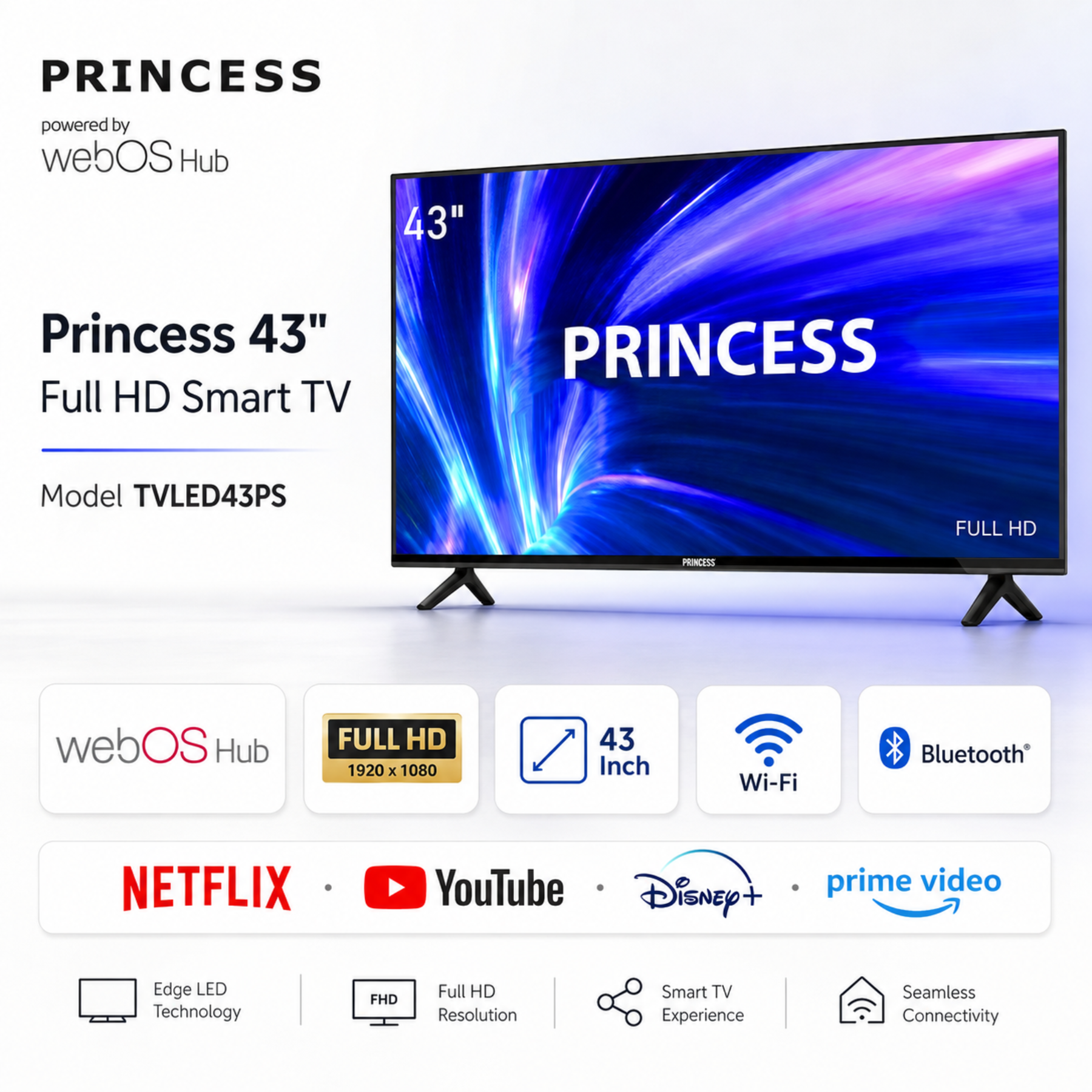 Princess 43_ Full HD Smart TV with webOS Hub – TVLED43PS