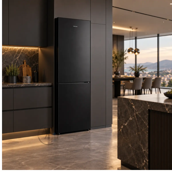 Hisense RB435N4BFE 336L fridge freezer Cyprus in luxury kitchen