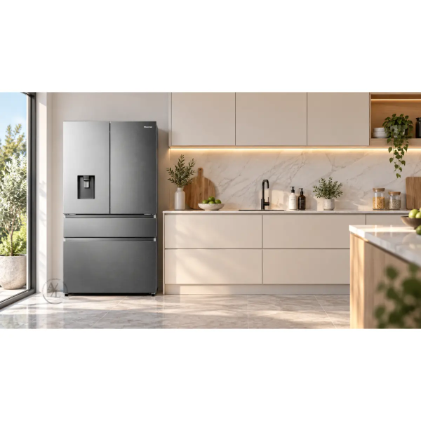 Hisense RF749N4WIF Inox Fridge Freezer with Non-Plumbed Water Dispenser