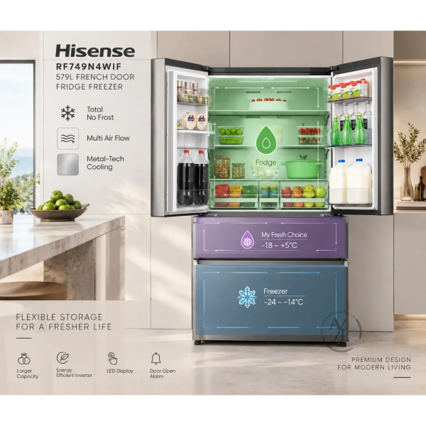 Hisense RF749N4WIF My Fresh Choice French Door Refrigerator