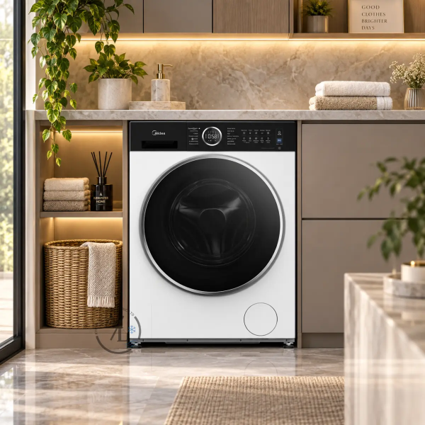 Midea MF210W100BA30_W-CY washing machine in modern laundry room
