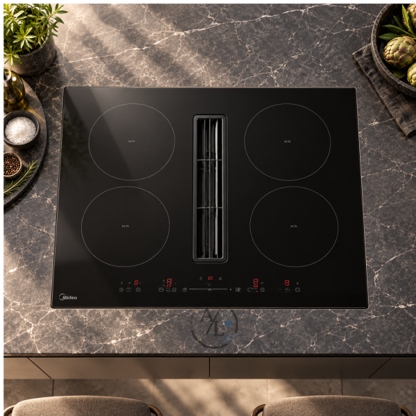 Midea 6F7488G427Y induction hob with built-in downdraft extractor top view