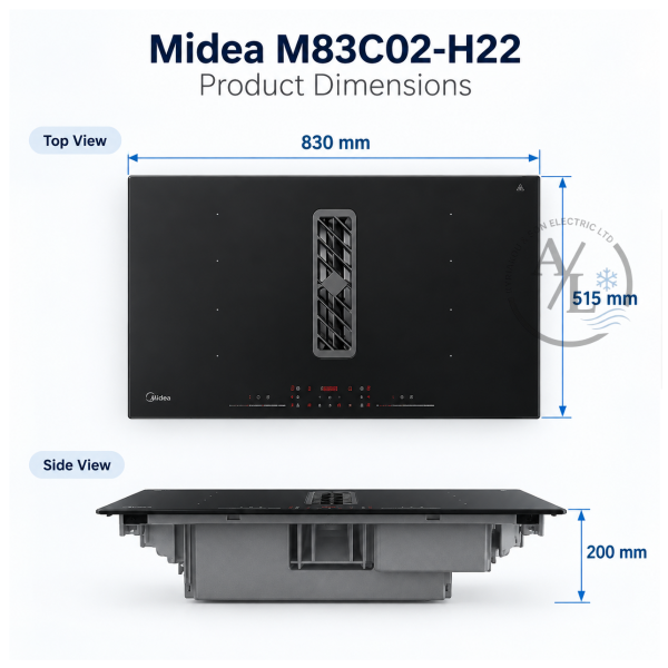 Midea M83C02-H22 built-in induction hob with downdraft extractor