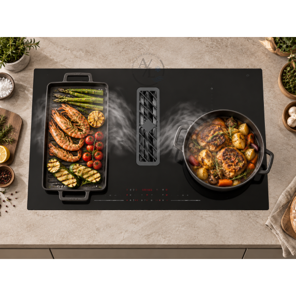 Midea M83C02-H22 extractor induction hob installed in modern kitchen