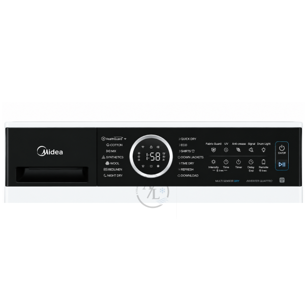 Midea MD205H100BWW-CY 10kg heat pump dryer display