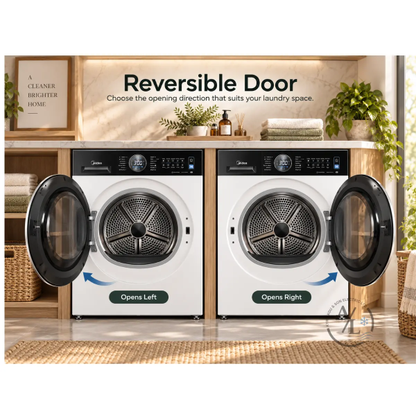 Midea MD210H100DB_W-CY Dual Inverter tumble dryer Reversible door for flexible installation